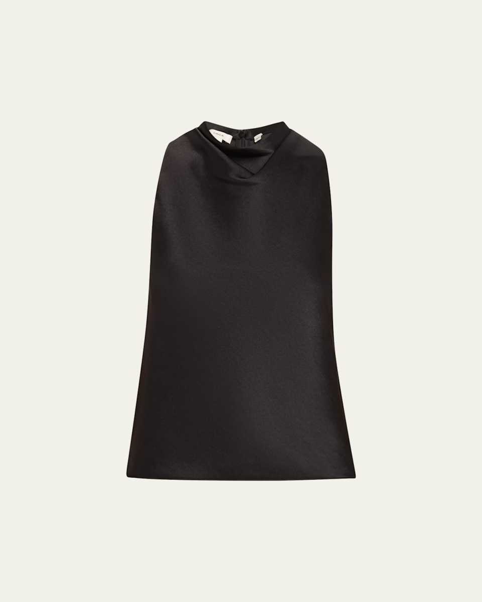 Cowl-Neck Bias Satin Top